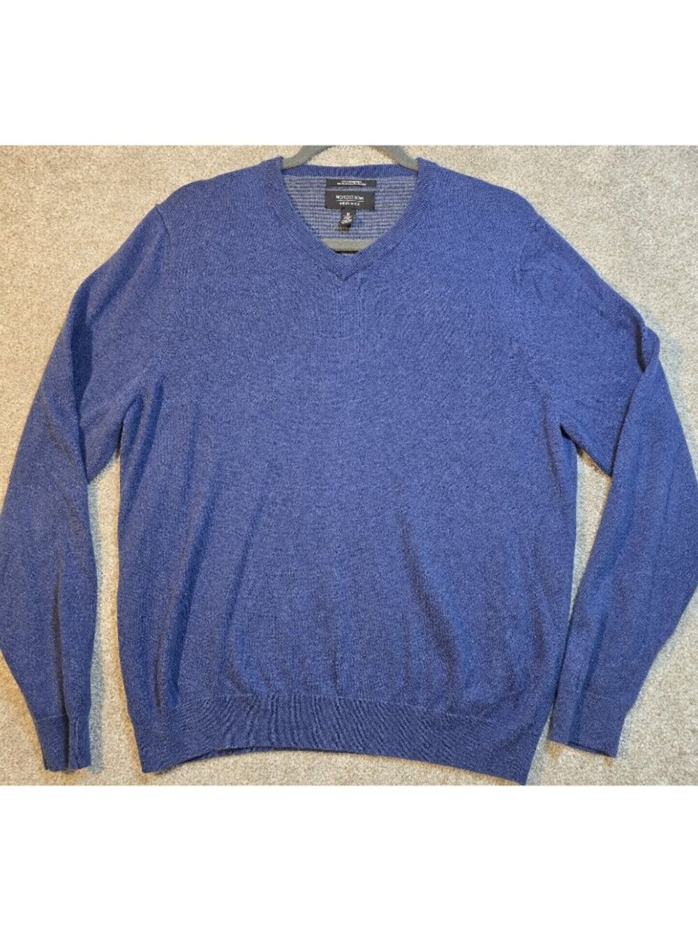Nordstrom Men's Shop Sweater Cotton Cashmere Pullover V-Neck Long Sleeve Men's M